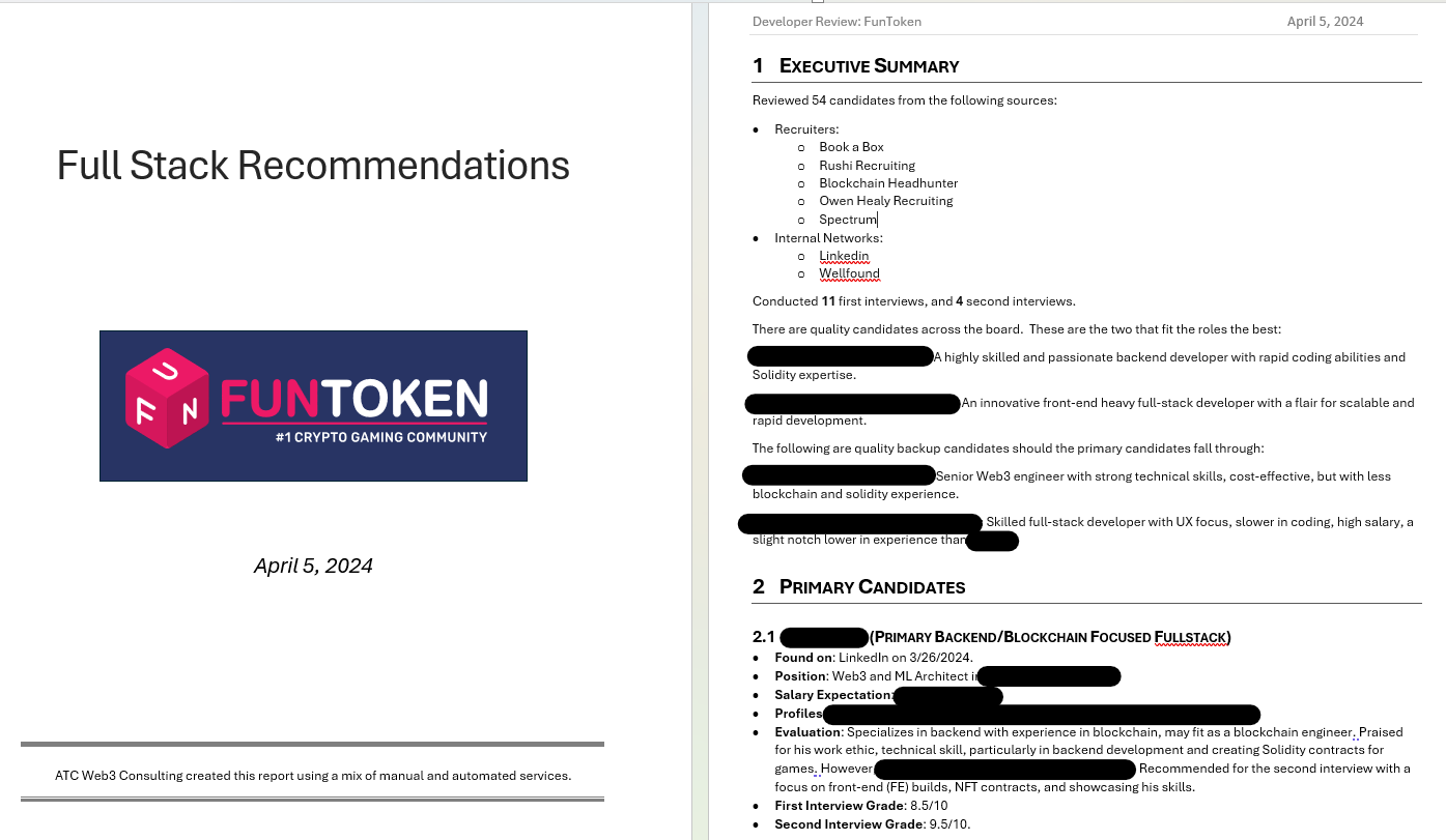 Redacted engineering hiring recommendation